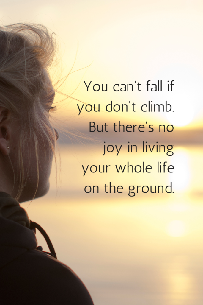 You can't fall if you don't climb. But there's no joy in living your whole life in the ground.
